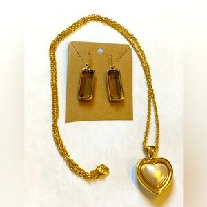 Joan Rivers earrings and reversible heart necklace